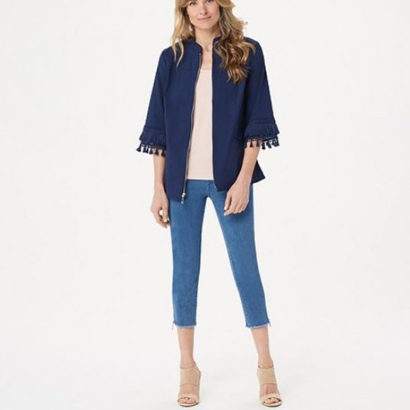 Belle by Kim Gravel Citi Twill Zip-Front Jacket - Picture 3 of 4